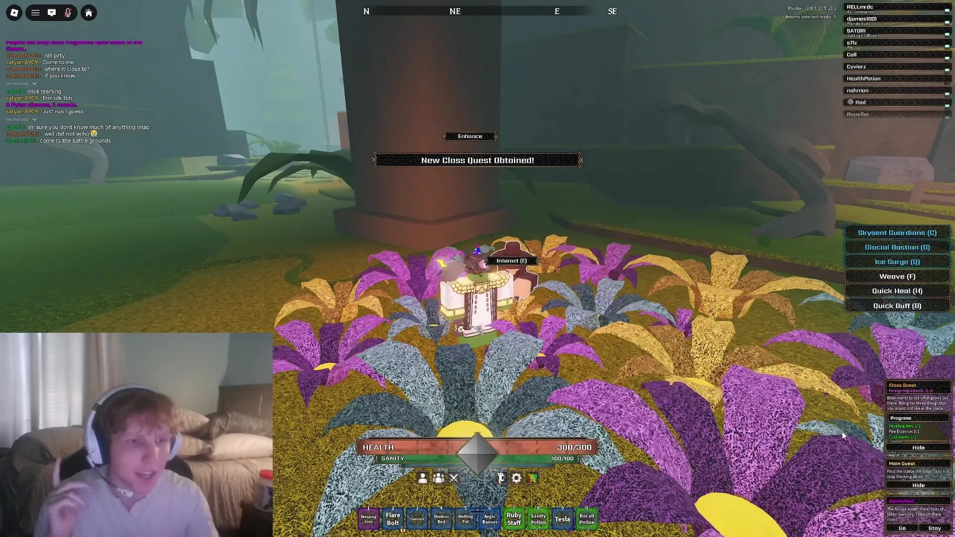 The Florist class quest tracker from Briar in The Glade listing Fire Essence among required items.