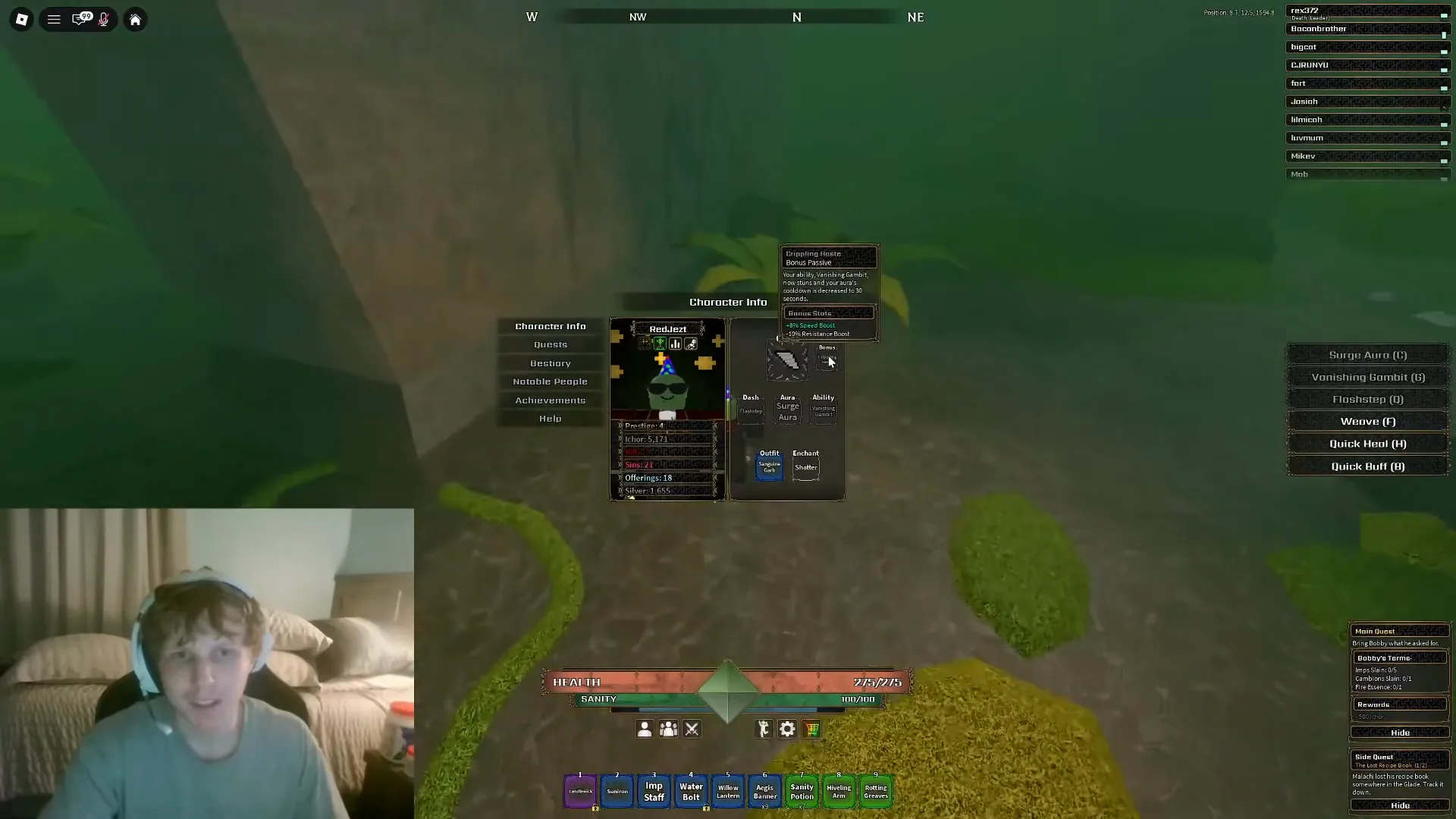 Marauder Crippling Haste tooltip showing plus eight percent Speed and minus ten percent Resistance.